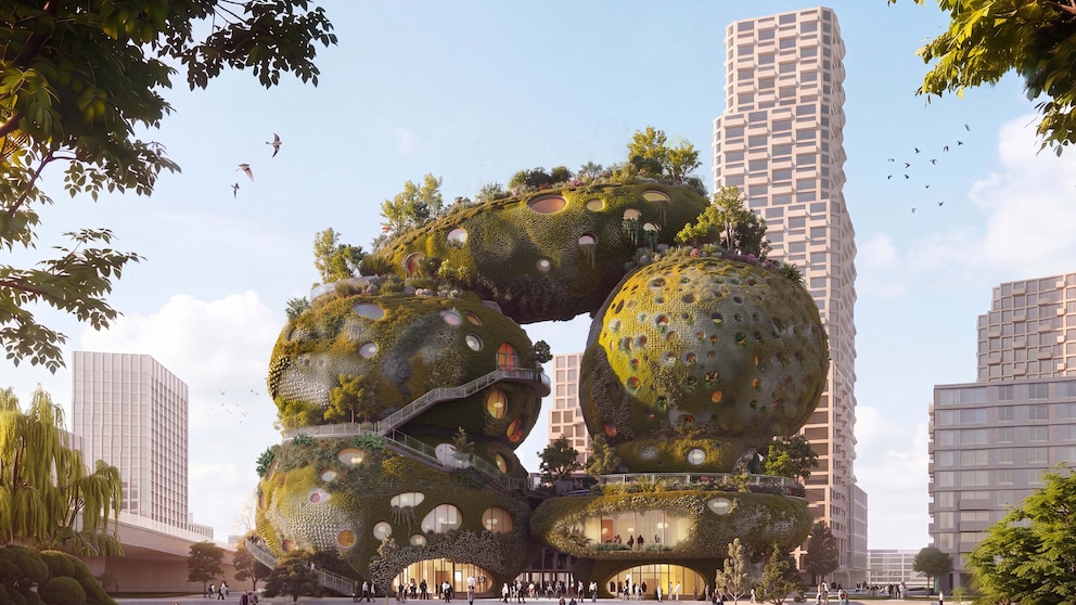 Das Gebäude Rotterdam Rocks am Ufer der Maas in den Niederlanden