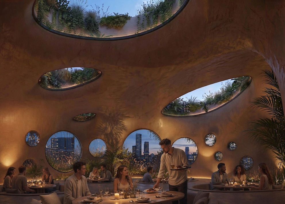H&ouml;hlenf&ouml;rmiger Gastrobereich in Rotterdam Rocks