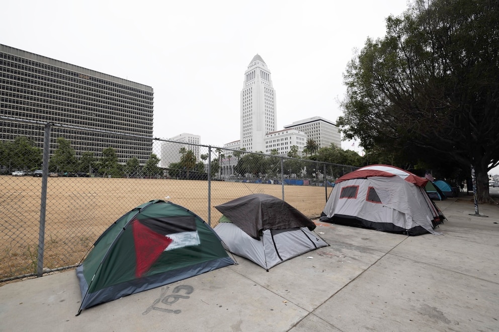 A homeless camp near the Los Angeles City Hall