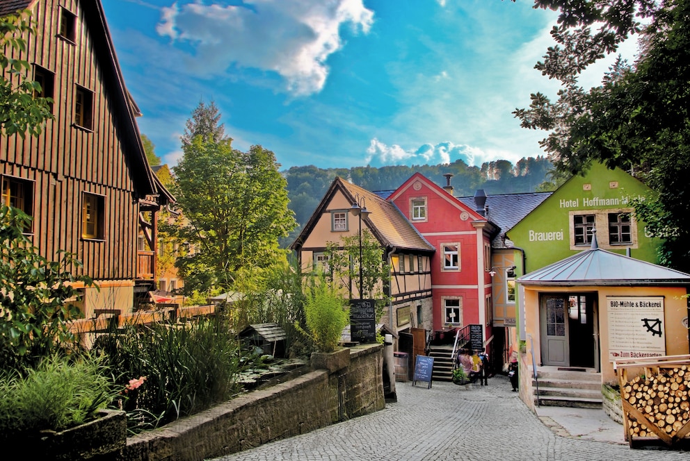 Half-timbered houses in the Saxon village of Schmilka