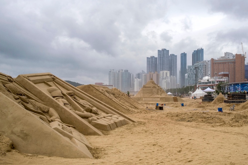 Sand sculpture at the Haeundae Sand Festival on the beach in Busan
