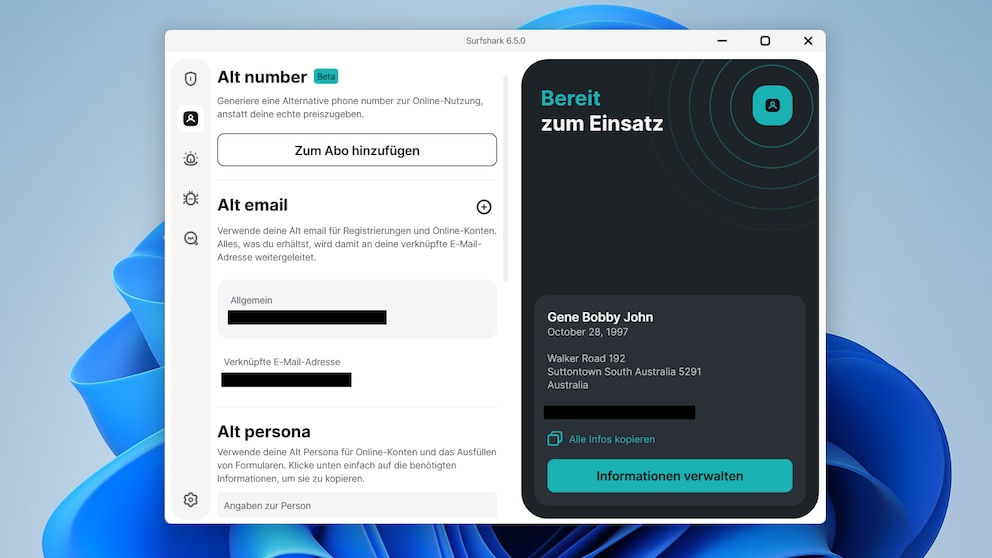 Mit "Alternative ID" erstellen Sie ein Fake-Profil samt Wegwerf-E-Mail-Adresse und führen Datenschnüffler in die Irre.