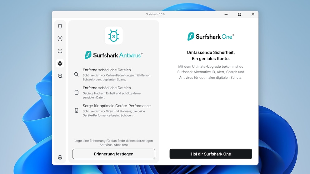 Dem Surfshark-VPN lassen sich weitere Sicherheitsfunktionen hinzufügen, etwa ein Virenschutz. Voraussetzung dafür ist aber der passende Abo-Tarif.