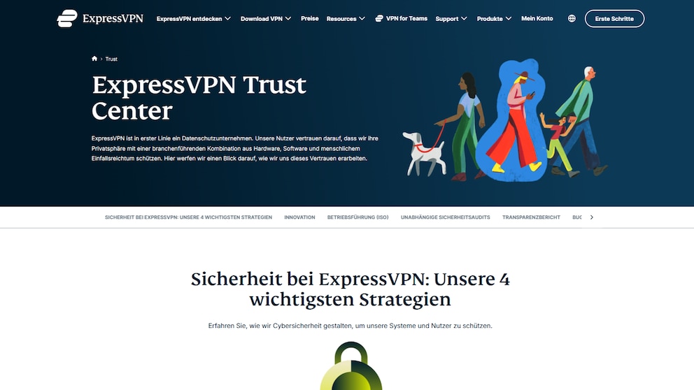 Im Trust Center informiert ExpressVPN über seine Arbeitsweise und die eingesetzten Sicherheitsmaßnahmen.